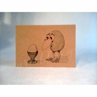 Postkarte A6, Trauriger Vogel