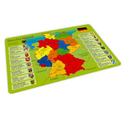 stabiles Vinyl Tischset mit Lerneffekt für Kinder - Deutschland - Platzdeckchen Platzset abwaschbar reißfest farbecht