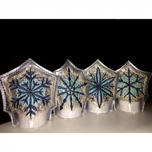 8 tlg. ITH LED Teelichtcover Teelicht Cover Schneeflocken Winter Weihnachten Rahmen 10x10 + 13x18