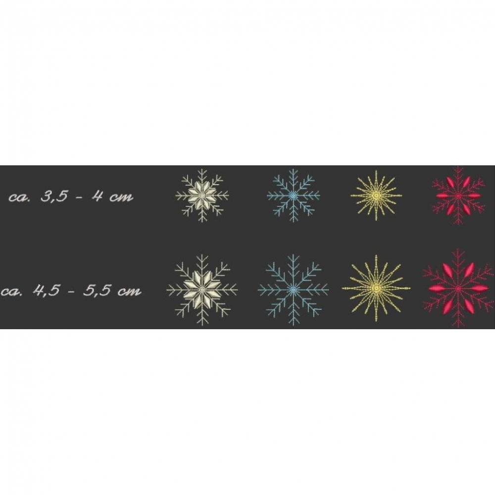4 verschiedene Schneeflocken, Stickdateien in 2 Größen Bild 8