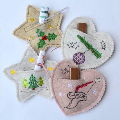 ITH Stickdatei Weihnachten Geschenkanhänger 4er 13x13cm