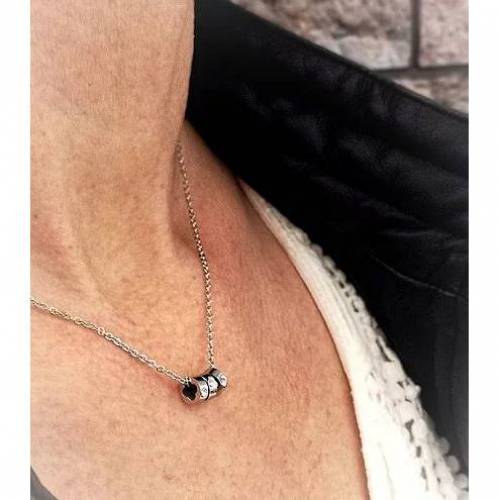 Kette ,Edelstahlkette,  Edelstahl,  Halskette, Damenkette, Collier,Ringe mit Strass, 086