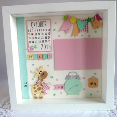 Geburtsrahmen/Geschenk zur Geburt/Taufe, Bilderrahmen für ein Mädchen, personalisiert mit den Geburtsdaten