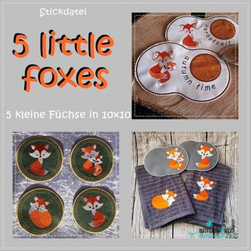 Stickdatei 10x10 Kleine Füchse