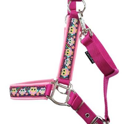 Halfter Vollblut Eulalia pink – 3-fach verstellbar, Eulenmotiv, handgefertigt in Deutschland