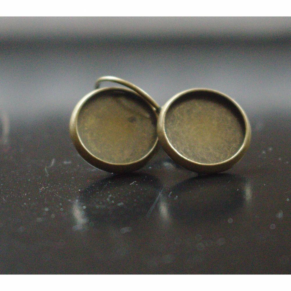 Herbstblatt mit Herz Ohrringe Ring Cabochonschmuck verschiedene Fassungen Bild 3