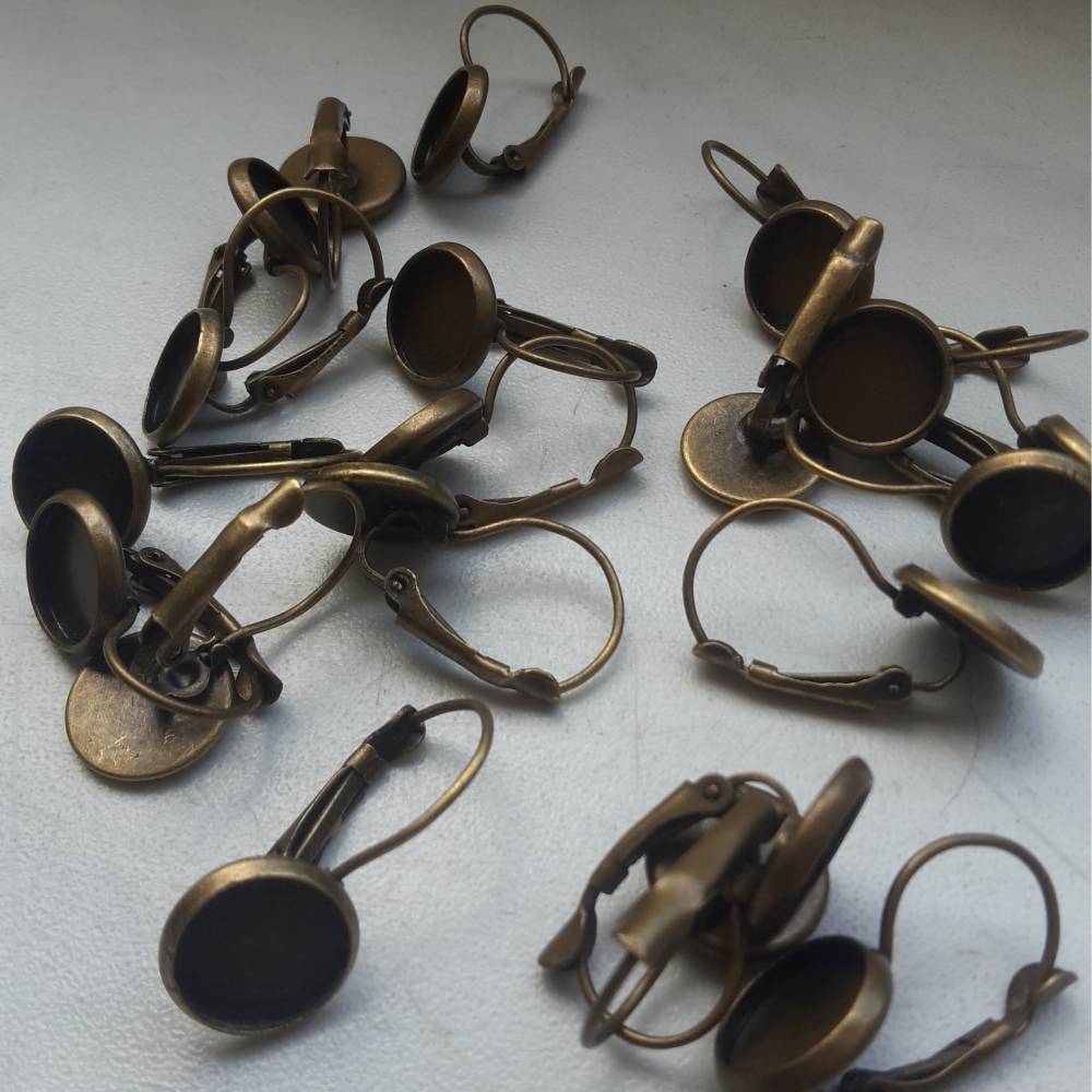 Herbstblatt mit Herz Ohrringe Ring Cabochonschmuck verschiedene Fassungen Bild 4
