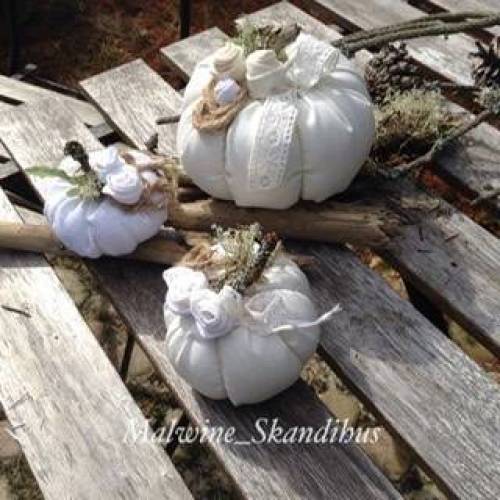 3 Stoffkürbisse Leinen Natur – Handgemachte Herbst Deko im Hygge Landhausstil