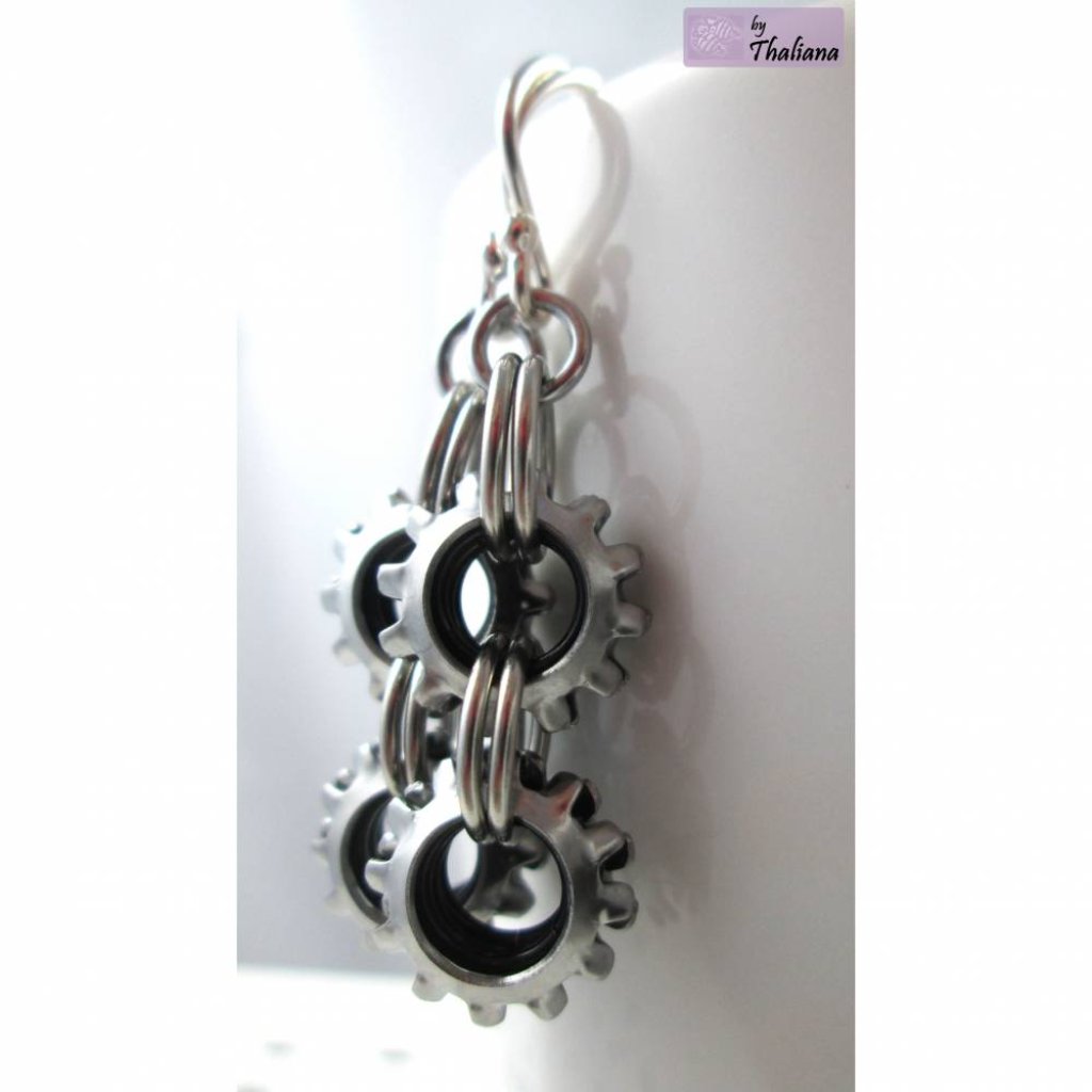 coole Ohrringe aus Edelstahl u. Silber Steampunk Bild 2