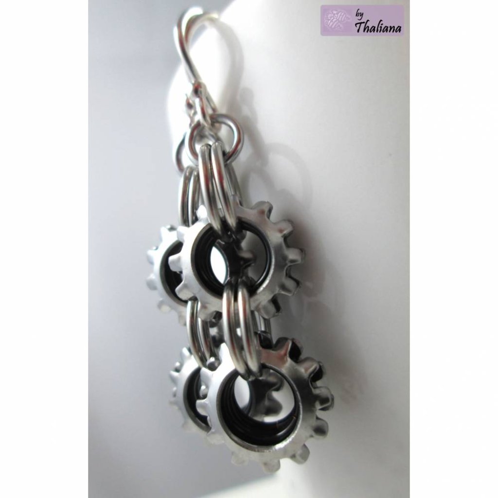 coole Ohrringe aus Edelstahl u. Silber Steampunk Bild 3