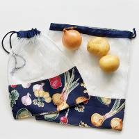 Gemüsebeutel, Gemüsenetz, Obstbeutel, wiederverwendbar, Einkaufsnetz unverpackt einkaufen Gemüsebeutel, Zwiebelnetz