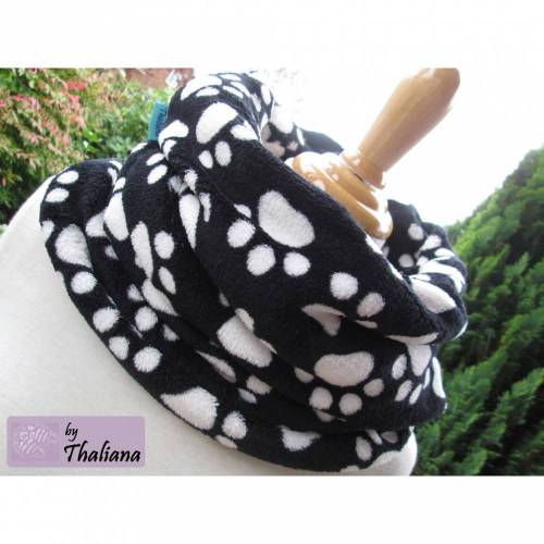 PFOTENLIEBE schwarzer Loop weiße Pfoten Loopschal