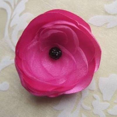 Pink Haarklammer "Reve" Satin Organza Haarblume Stoffblume Haarschmuck festlich romantisch 