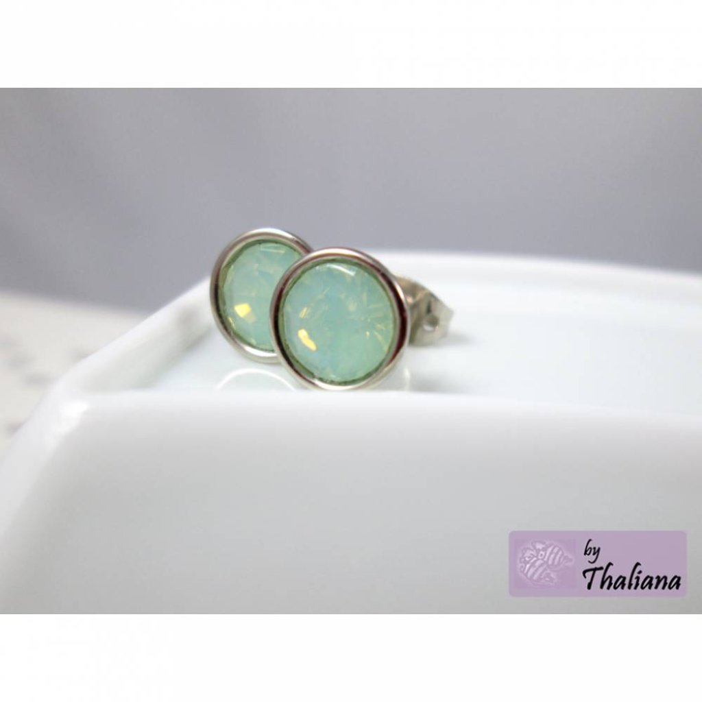 KLEINES MINZWASSER OPAL mintgrüne Ohrstecker Bild 3