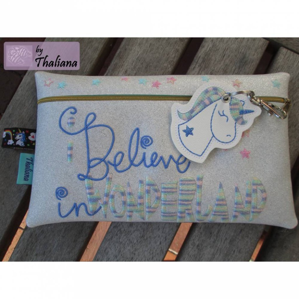 große Schminktasche WONDERLAND glitzernd Einhorn Bild 1
