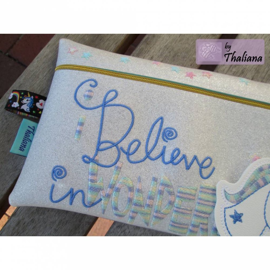 große Schminktasche WONDERLAND glitzernd Einhorn Bild 3