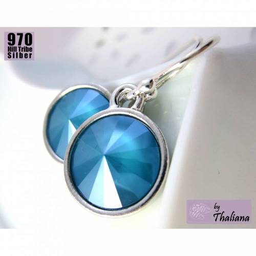 Ohrhänger AZZURA petrolfarbene Ohrringe aus Silber