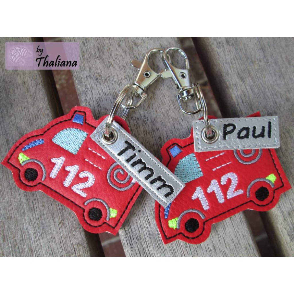 personalisierte FEUERWEHR Taschenanhänger Namen Bild 1