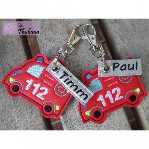 personalisierte FEUERWEHR Taschenanhänger Namen