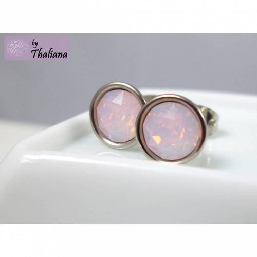KLEINES ROSENWASSER OPAL rosa zartrosa Ohrstecker