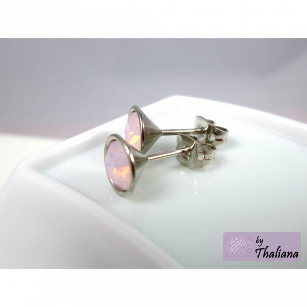 KLEINES ROSENWASSER OPAL rosa zartrosa Ohrstecker Bild 2