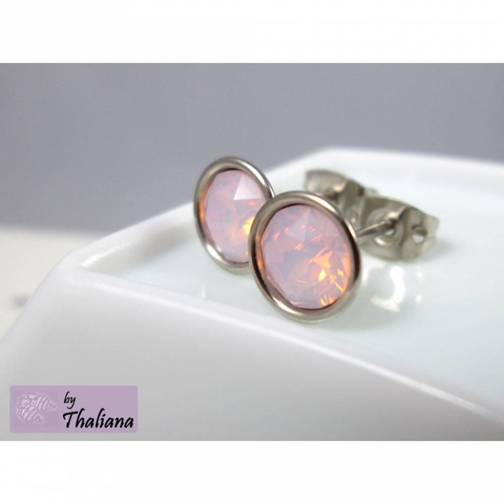 KLEINES ROSENWASSER OPAL rosa zartrosa Ohrstecker Bild 4