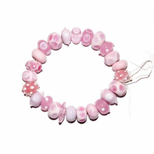 Handgemachtes Lampwork-Armband aus rosa Glasperlen – Unikat Schmuck