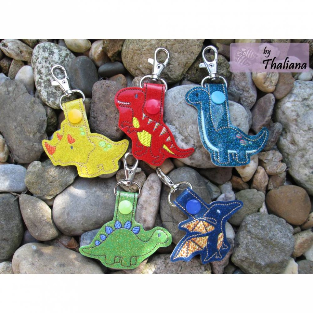 2er Set bunte Dino Anhänger für Kindergartentasche Bild 2