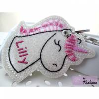 personalisierbarer Schlüsselanhänger Einhorn Name