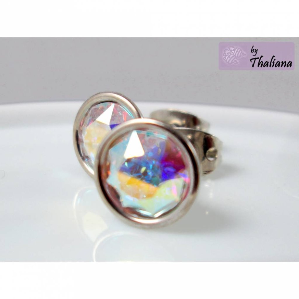 MIDI Regenbogendiamant Ohrstecker Glitzer bunt Bild 1