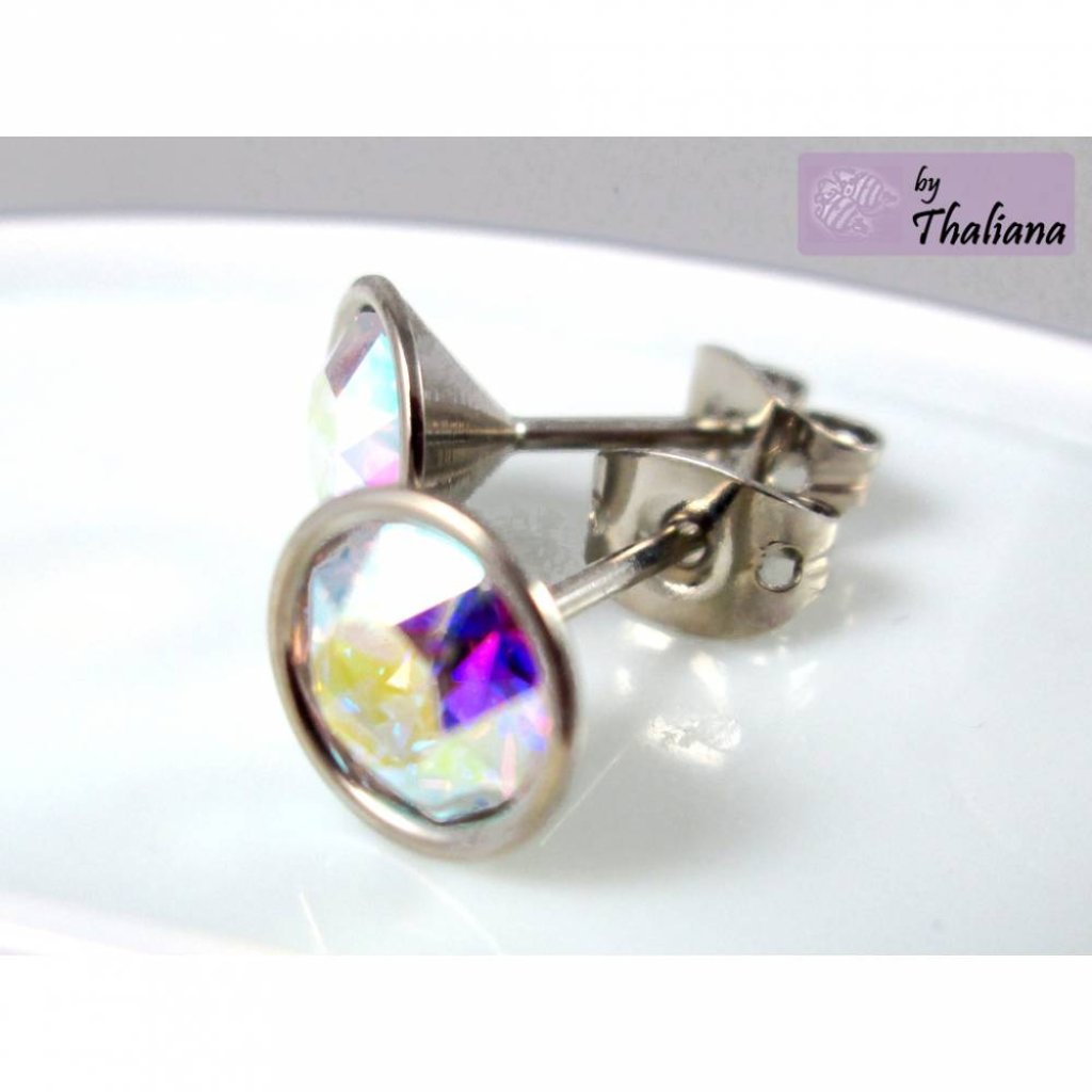 MIDI Regenbogendiamant Ohrstecker Glitzer bunt Bild 3