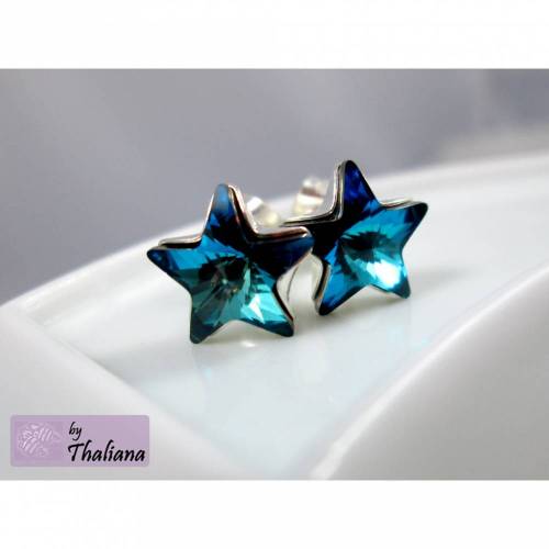 STERNLAGUNE Sternohrstecker 925 Silber blau türkis