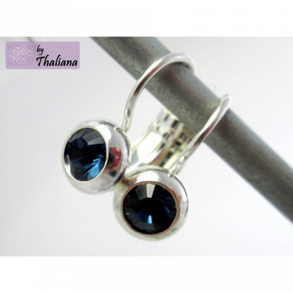 edle Ohrringe KLEINER LUXUS klein dunkelblau Bild 1