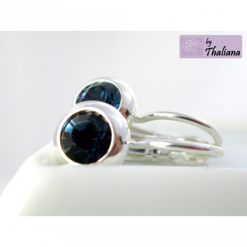 edle Ohrringe KLEINER LUXUS klein dunkelblau Bild 3