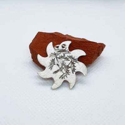 Anhänger Sonne mit Pusteblumen aus 999 Silber