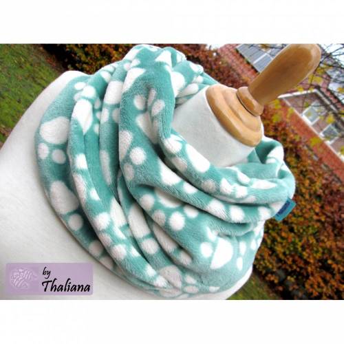 PFOTENLIEBE mintgrüner Loop weiße Pfoten Loopschal