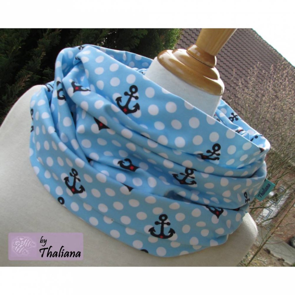 SOMMER leichter XL Schal hellblau Anker Jersey Bild 1