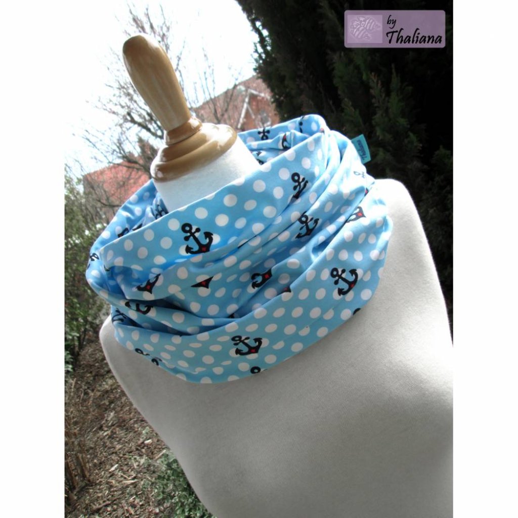 SOMMER leichter XL Schal hellblau Anker Jersey Bild 2