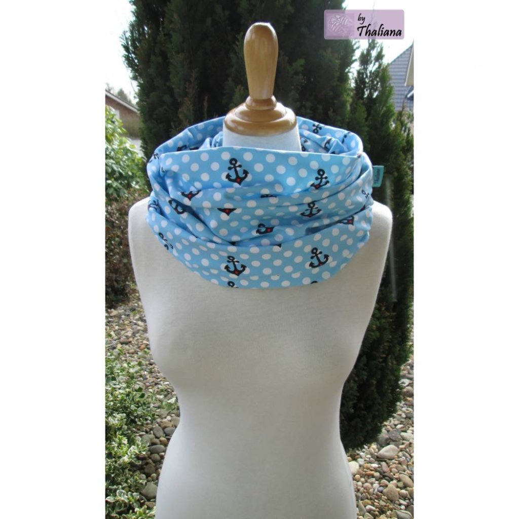 SOMMER leichter XL Schal hellblau Anker Jersey Bild 3