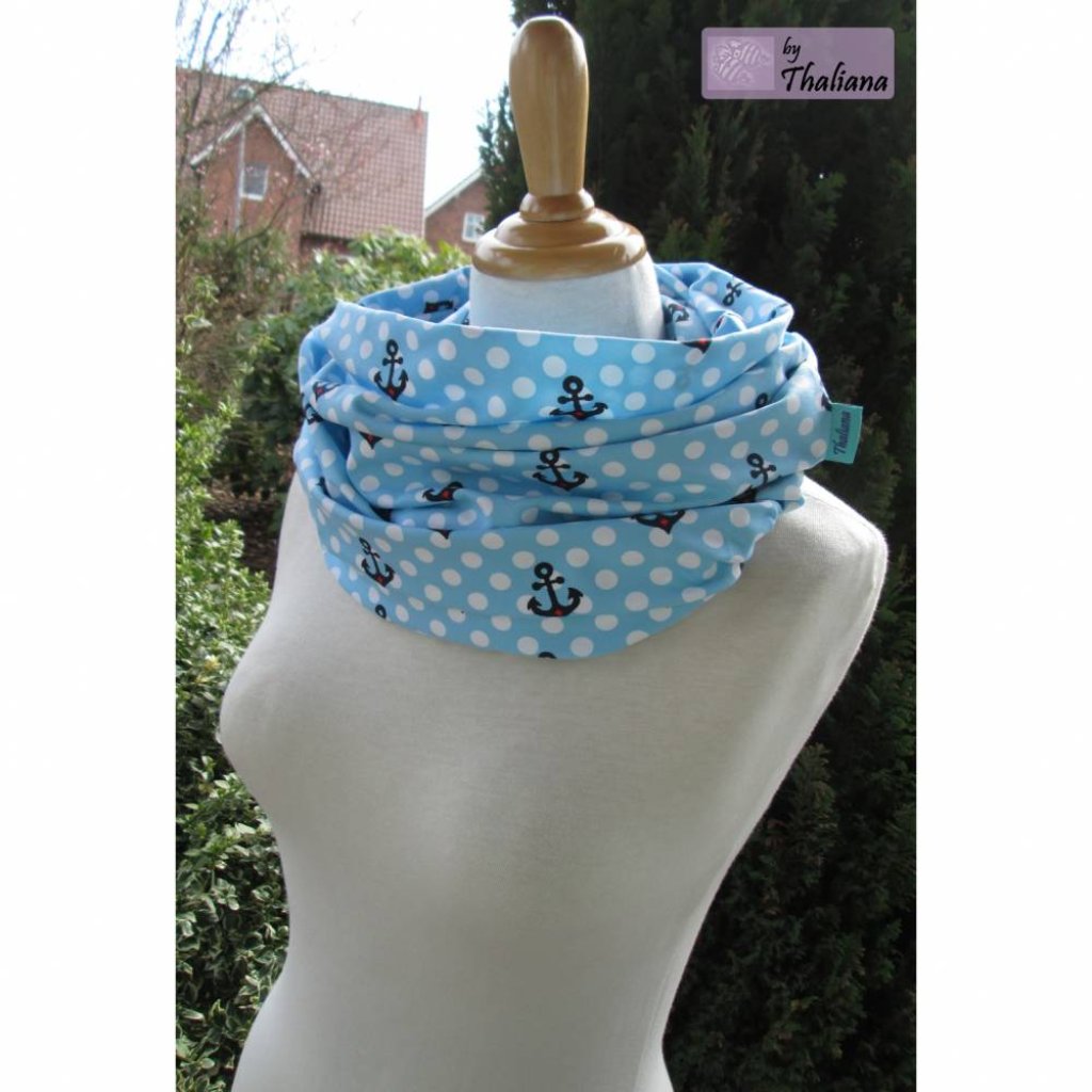 SOMMER leichter XL Schal hellblau Anker Jersey Bild 4