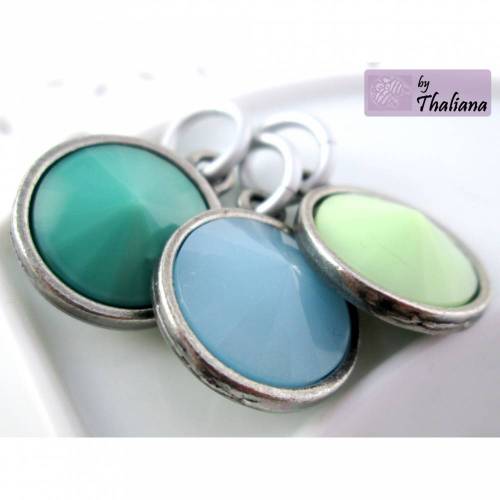 3er Set Anhänger Grün- und Blautöne