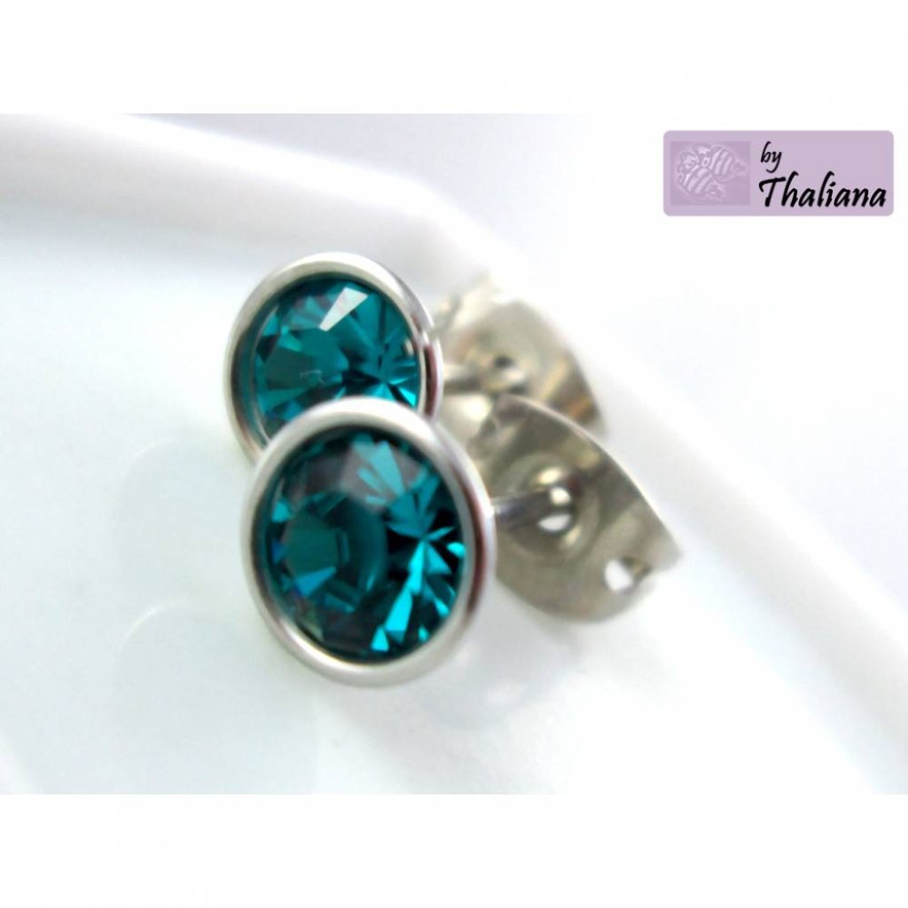 MINI tiefer Ozean Ohrstecker Glitzer türkis petrol Bild 2