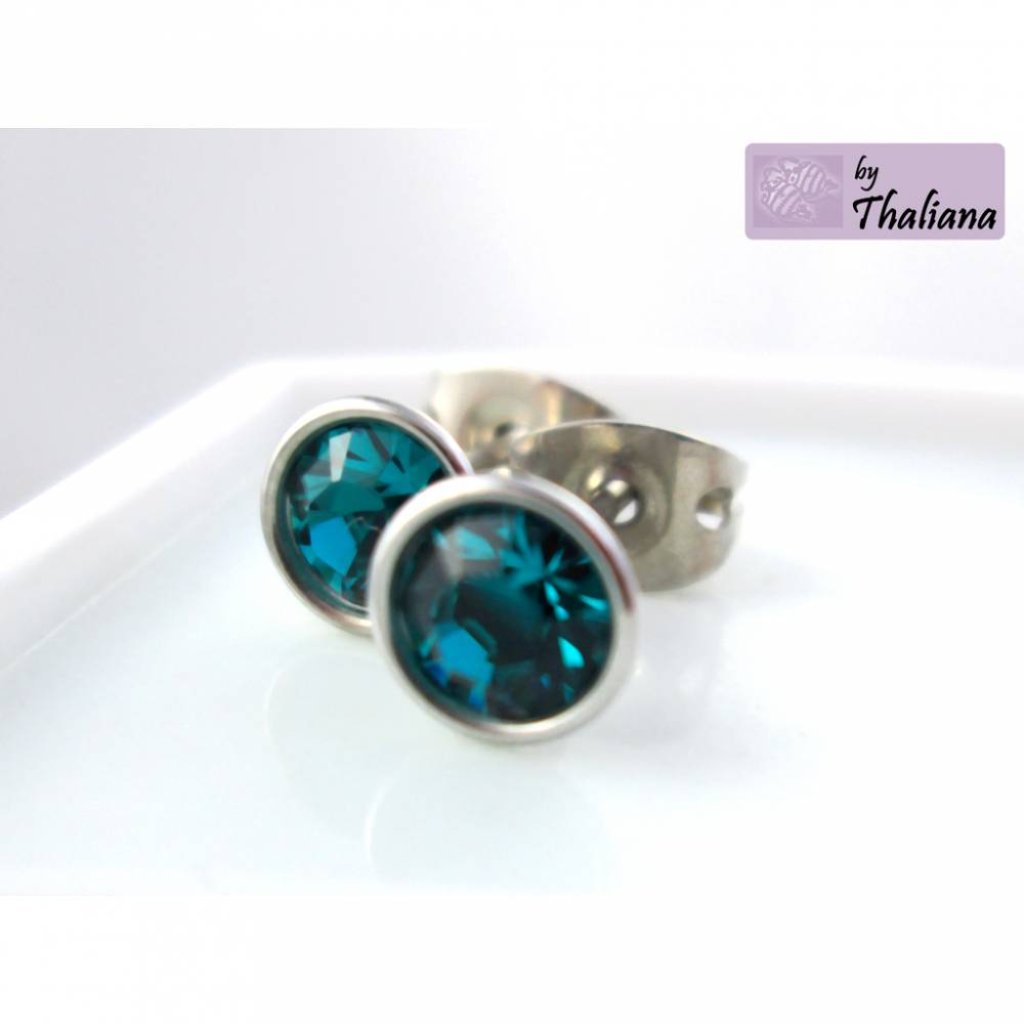 MINI tiefer Ozean Ohrstecker Glitzer türkis petrol Bild 3