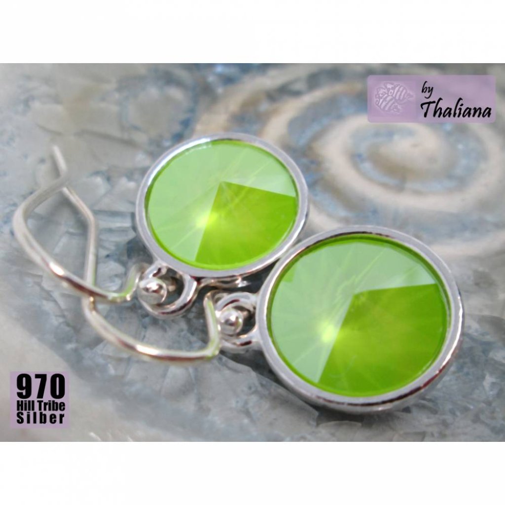 Ohrhänger LIMETTE knallgrüne Ohrringe aus Silber Bild 1