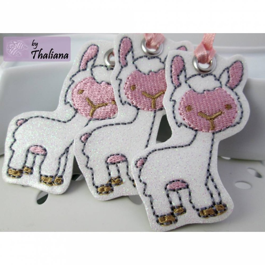 3er Set GESCHENKANHÄNGER Lama glitzer tags gift Bild 3