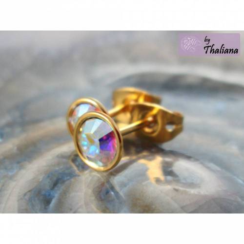 funkelnde vergoldete MINI Ohrstecker bunt glitzer