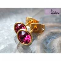 funkelnde vergoldete MINI Ohrstecker Fuchsia pink