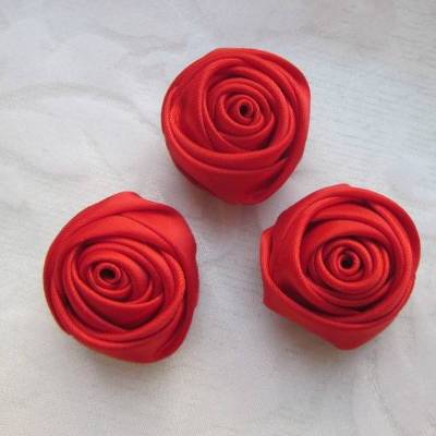 Blumen Magnete 3er Set "Roses Rouges" Rot Rose Deko Landhausstil Stoffblumen Mitbringsel Geschenkidee 