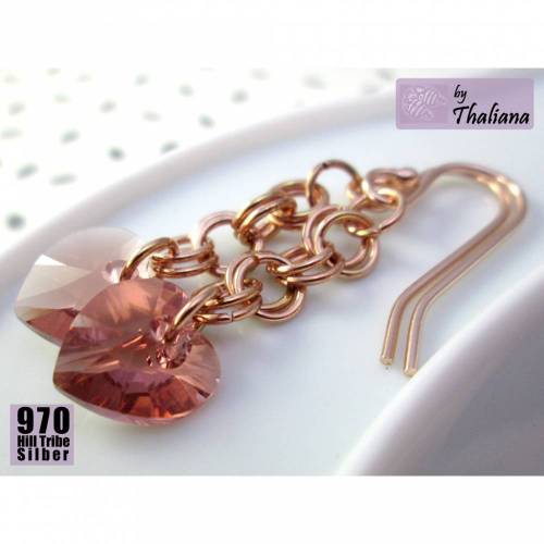 HERZPENDEL  Ohrringe Roségold rosa Herzen