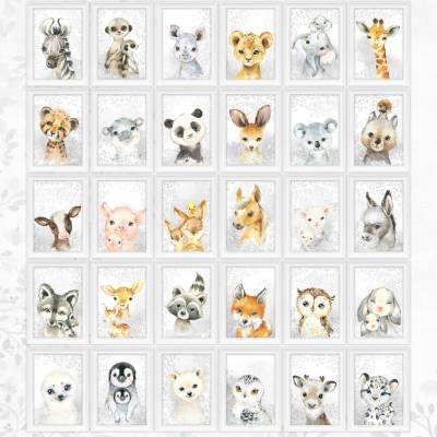 Kinderzimmer Bilder Baby - Poster Tiere  | A4 / Zoo Tiere